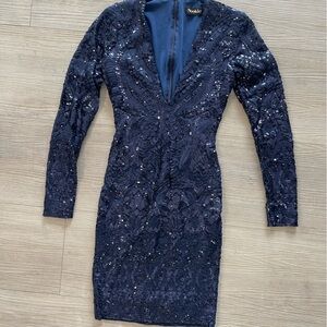 Nookie sequin mini dress, size xs, navy blue
